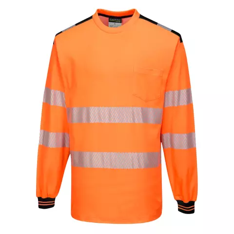 Portwest PW3 Hi-Vis Cotton Comfort T-Shirt L/S, Orange/Black