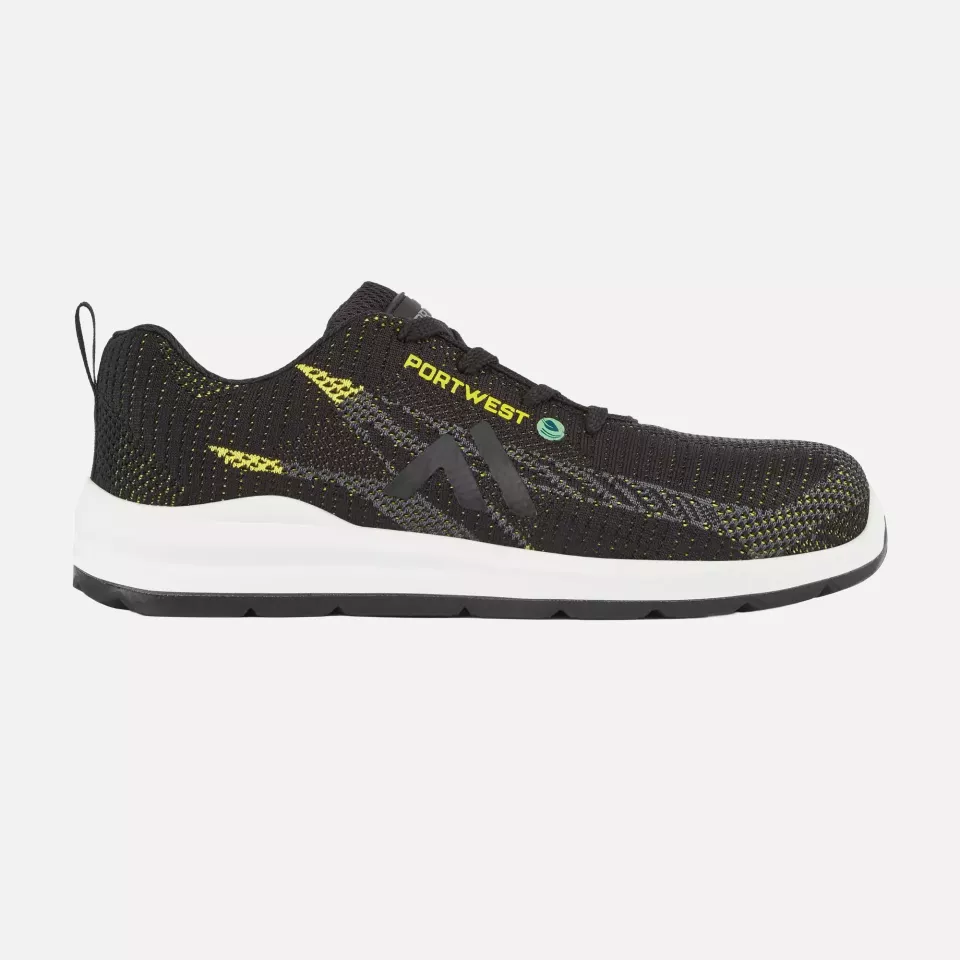 Portwest FC06BKY, Eco Fly Composite Trainer S1PS SR FO, Black/Yellow, image 1, gallery thumbnail