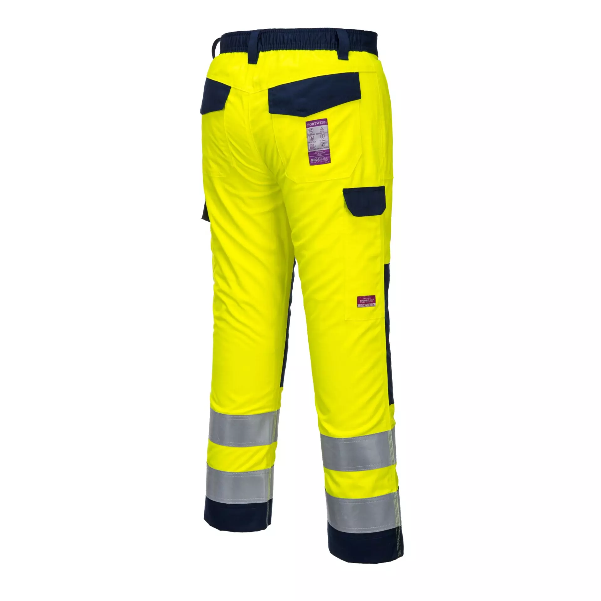 Portwest MV46YNR, Hi-Vis Modaflame Trousers, Yellow/Navy, image 3