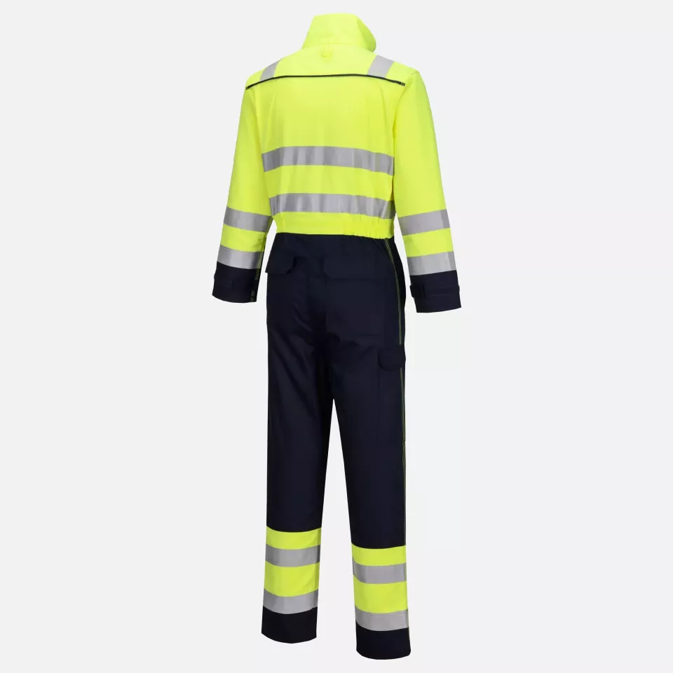 Portwest FR60YNR, Bizflame Work Hi-Vis Multi-Norm FR Coverall, Yellow/Navy, image 2, gallery thumbnail