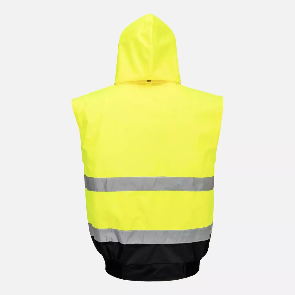 Portwest C465YBR, Hi-Vis 3-in-1 Contrast Bomber Jacket, Yellow/Black, image 7, gallery thumbnail