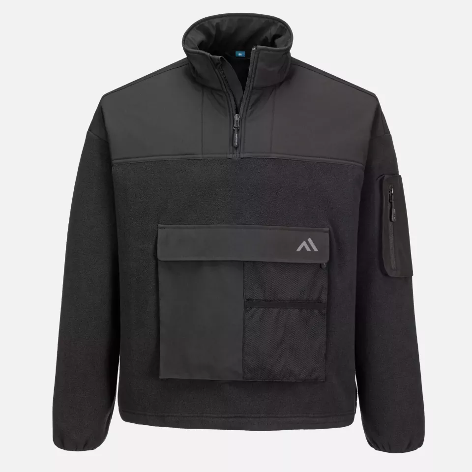 Portwest KX378BKR, KX3 1/4 Zip Fleece, Black, image 1, gallery thumbnail