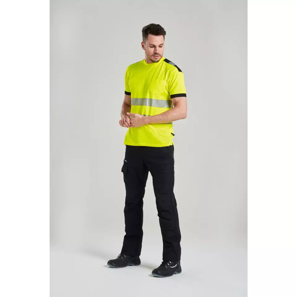 Portwest T181YBR, PW3 Hi-Vis Cotton Comfort T-Shirt S/S, Yellow/Black, image 5, gallery thumbnail
