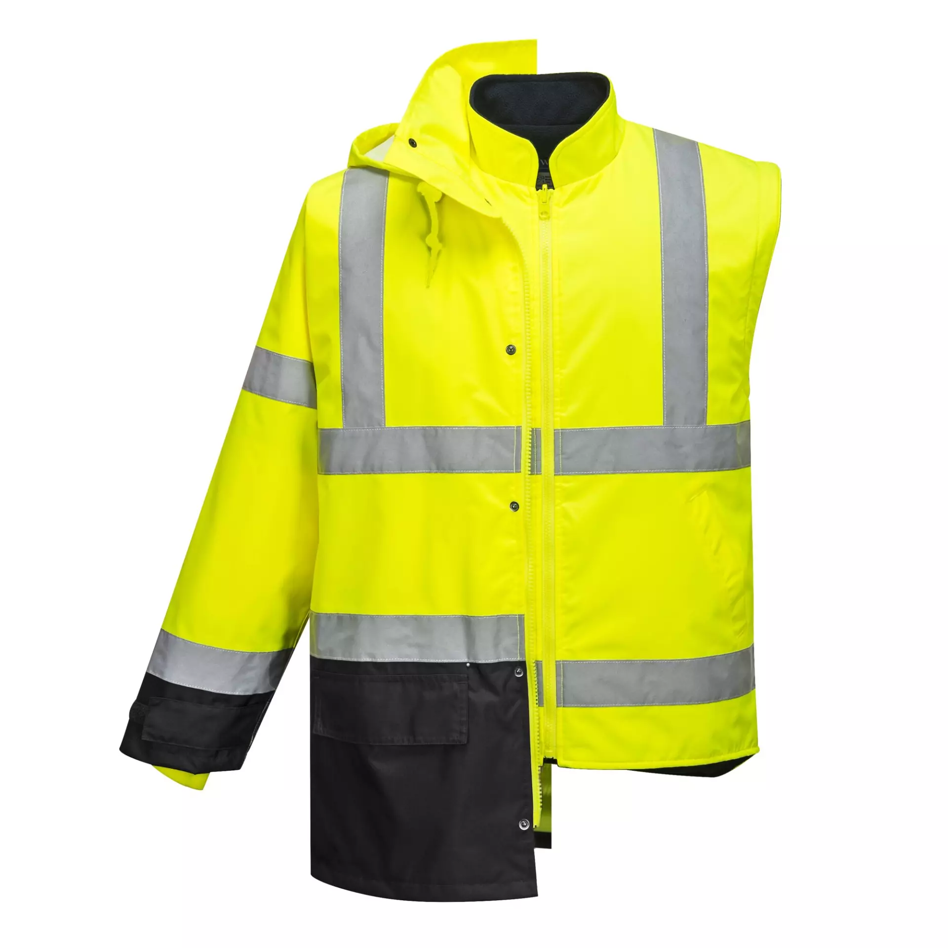Portwest S768YBR, Warnschutz 5-in-1 Kontrast Executive Jacke, Gelb/Schwarz, image 5