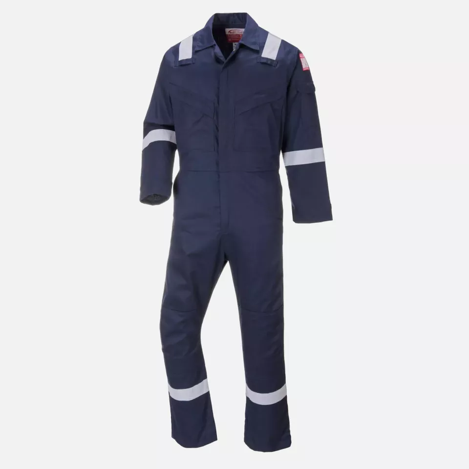 Portwest FR50NAT, Bizflame Work Anti-Static FR Coverall 350g, Navy Tall, image 2, gallery thumbnail