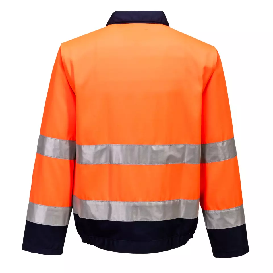 Portwest TX70ONR, Madrid Hi-Vis Contrast Bomber Jacket, Orange/Navy, image 2, gallery thumbnail