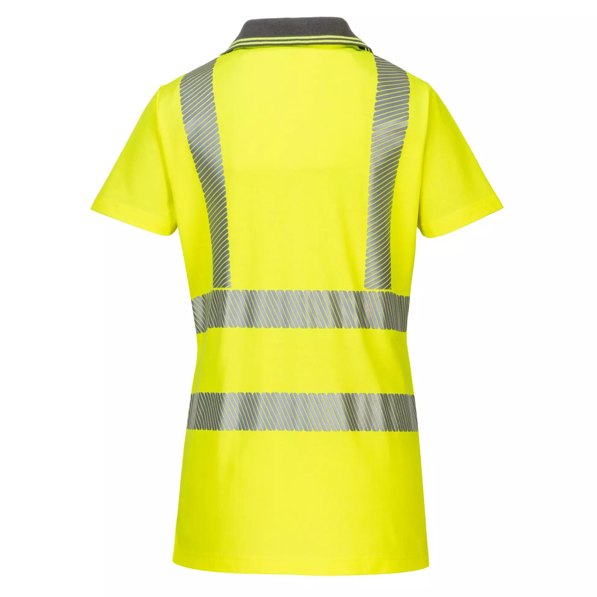 Portwest LW72YGY, Hi-Vis Women's Cotton Comfort Pro Polo Shirt S/S, Yellow/Grey, image 2