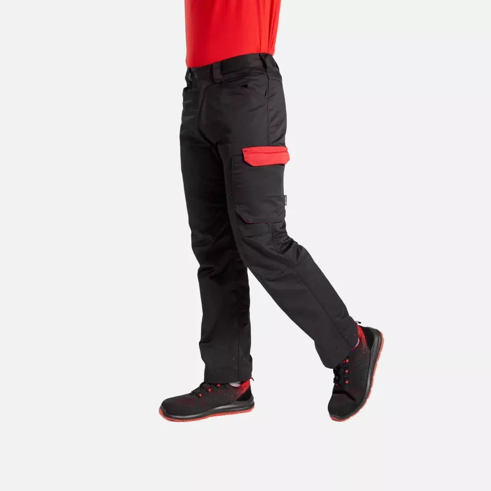 Portwest PW240BDR, PW2 Service Trousers, Black/Red, image 2, gallery thumbnail