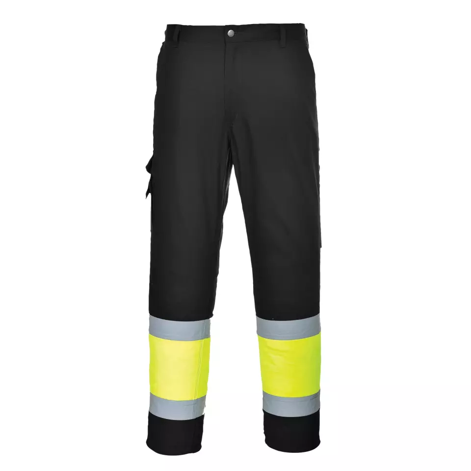 Portwest L049YBR, Hi-Vis Lightweight Contrast Class 1 Service Trousers, Yellow/Black, image 1, gallery thumbnail