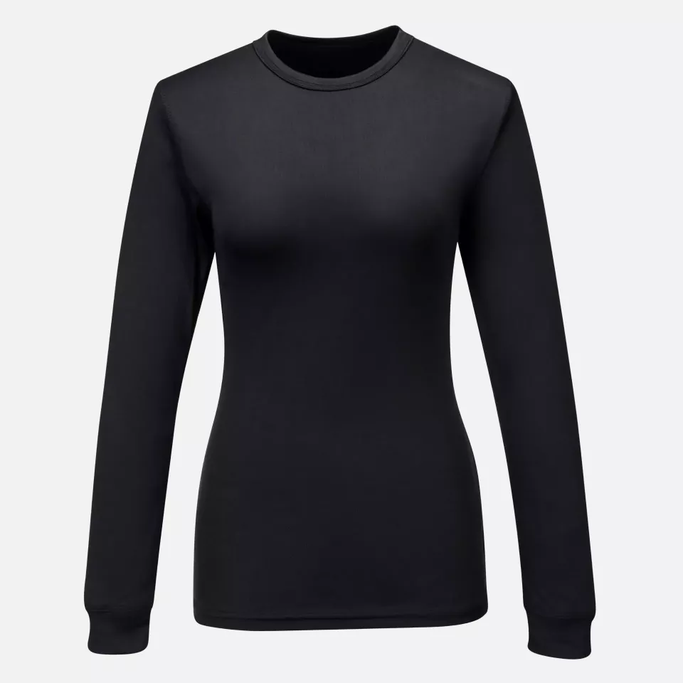 Portwest B136BKR, Women's Baselayer Top L/S, Black, image 1, gallery thumbnail