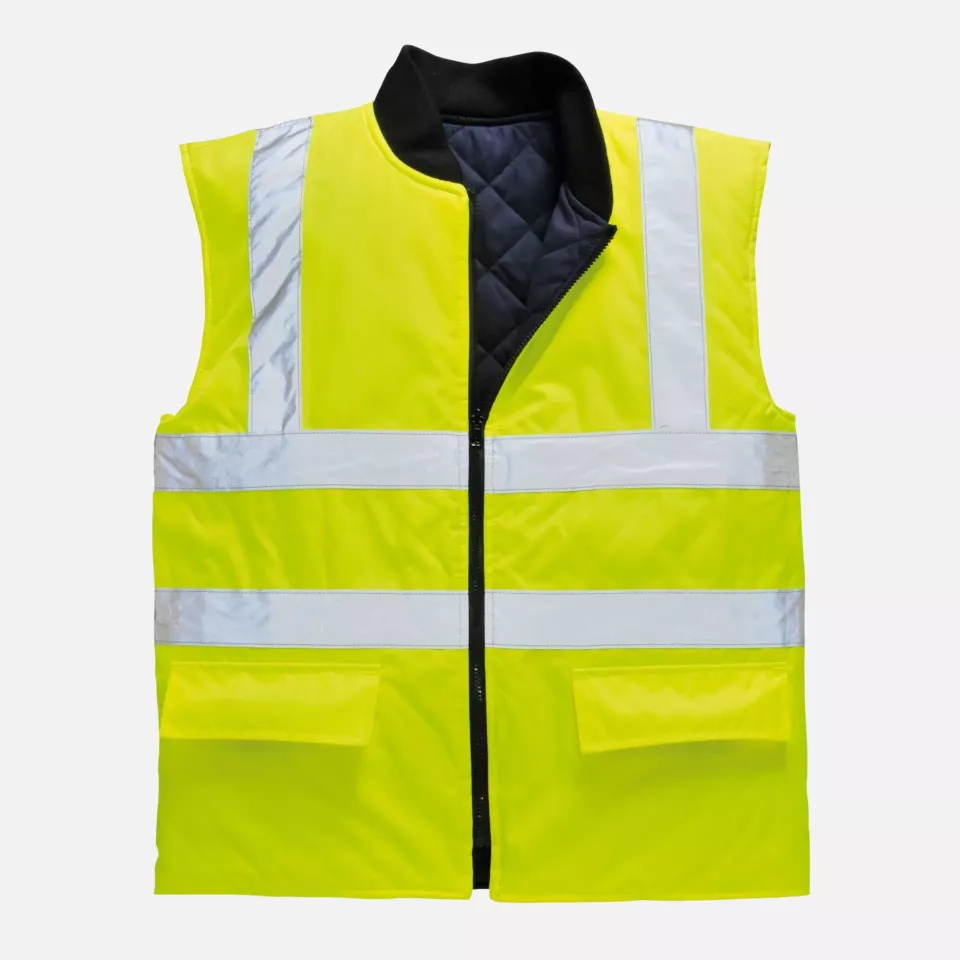 Portwest S469YER, Hi-Vis Reversible Bodywarmer, Yellow, image 1, gallery thumbnail
