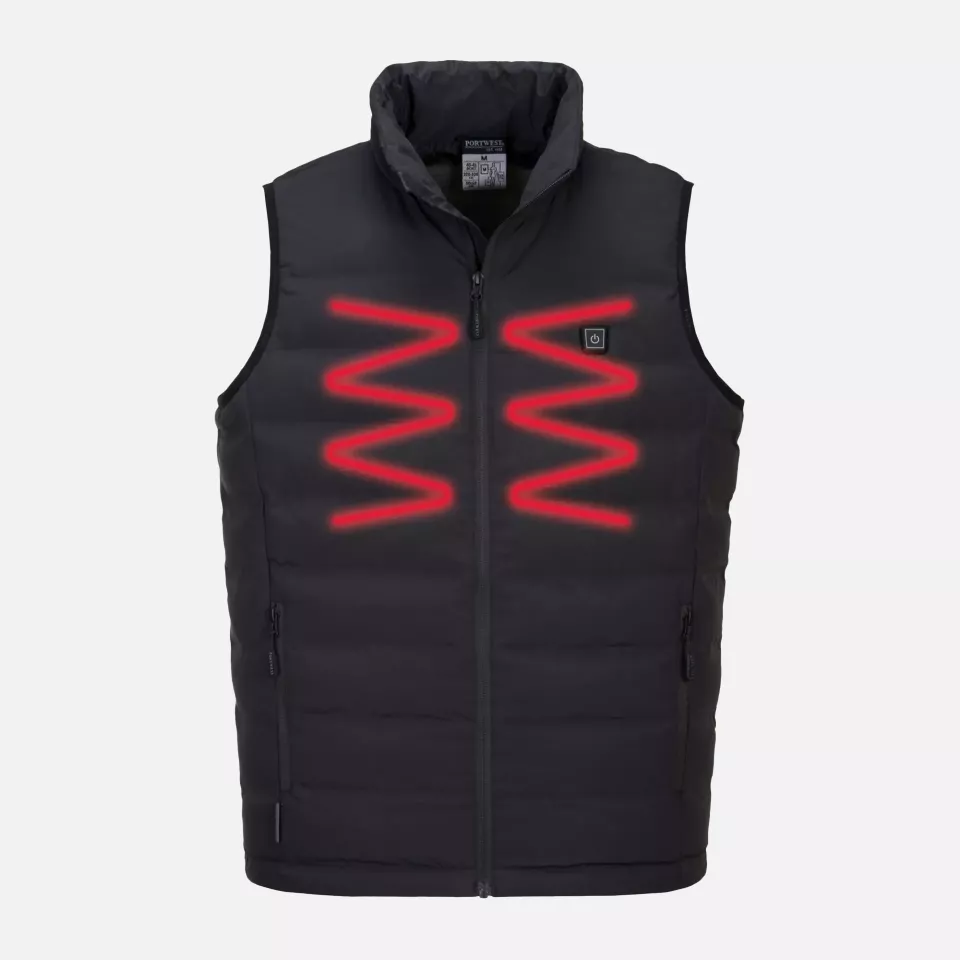 Portwest S549BKR, Ultrasonic Heated Tunnel Bodywarmer, Black, image 2, gallery thumbnail