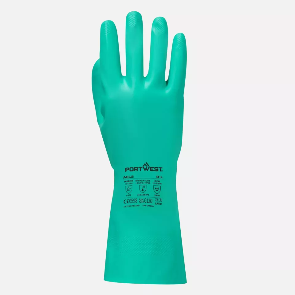 Portwest A812GNR, Nitrosafe Plus Chemical Gauntlet, Green, image 2, gallery thumbnail