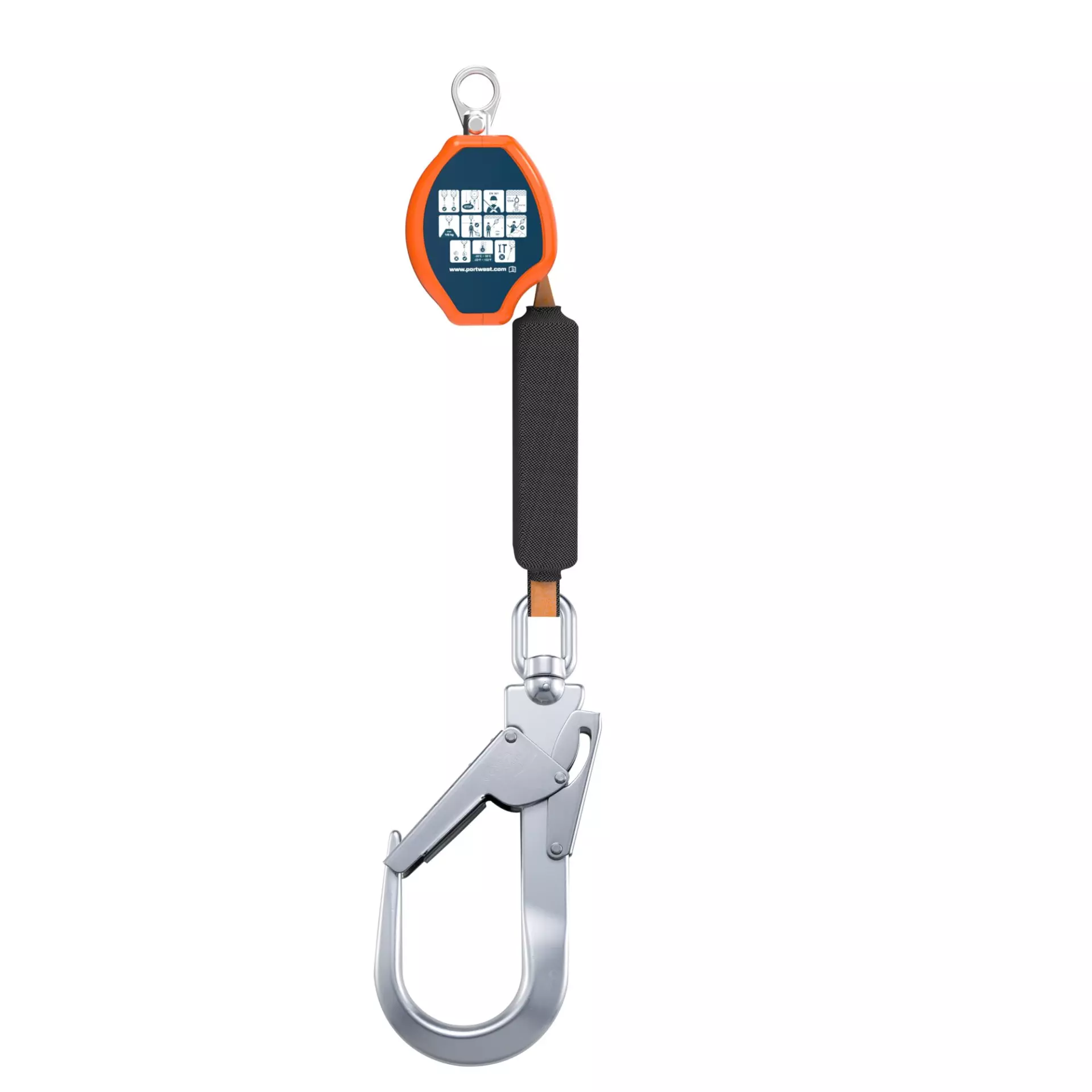 Portwest FP80O8R, 2m Self Retract Lifeline 140kg, Orange/Black, image 2
