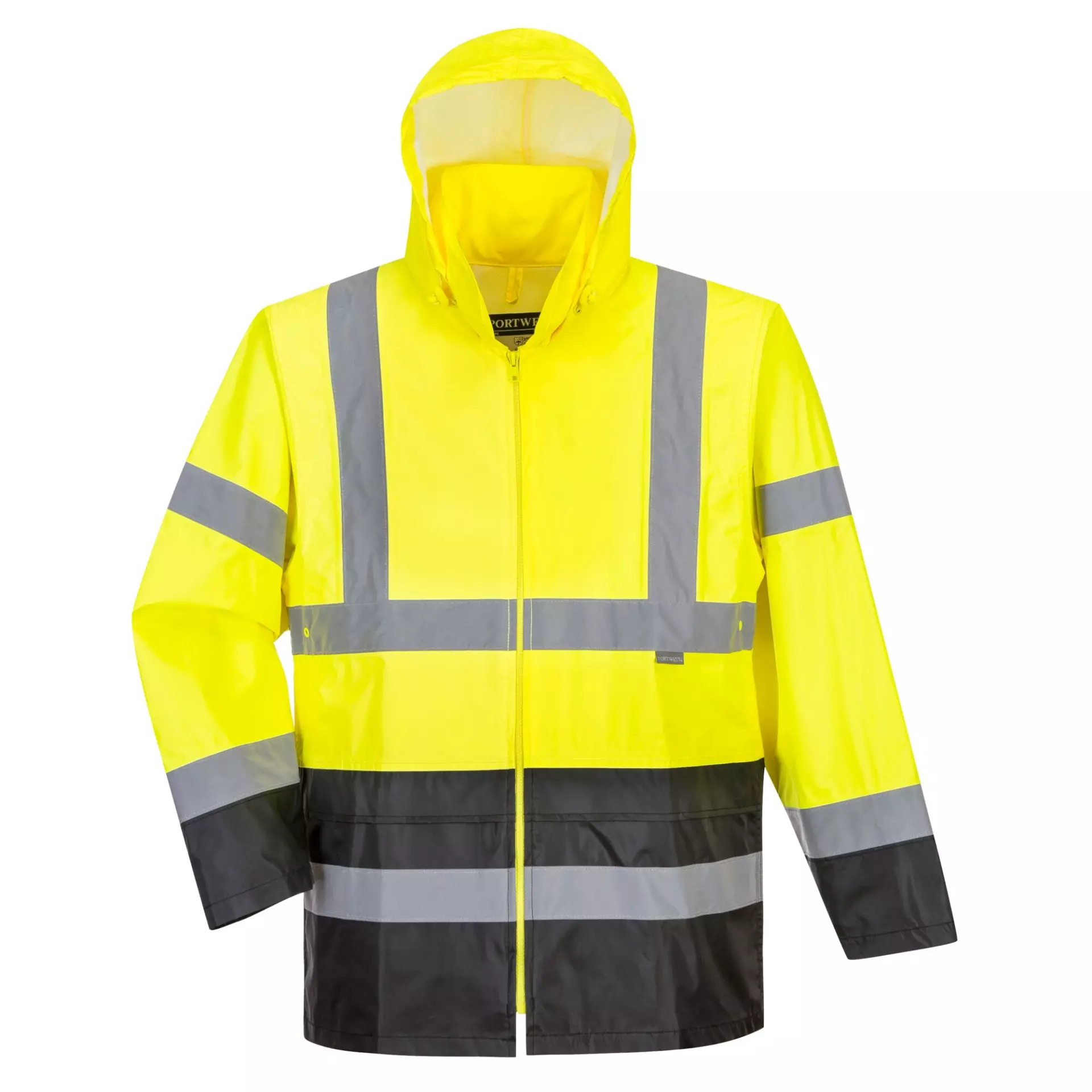 Portwest H443YBR, Hi-Vis Contrast Classic Rain Jacket, Yellow/Black, image 2