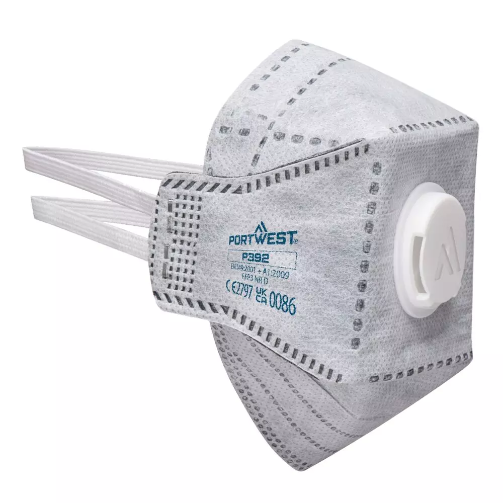 Portwest P392WHR, EAGLE FFP3 Valved Carbon Fold Flat Respirator, White, image 3