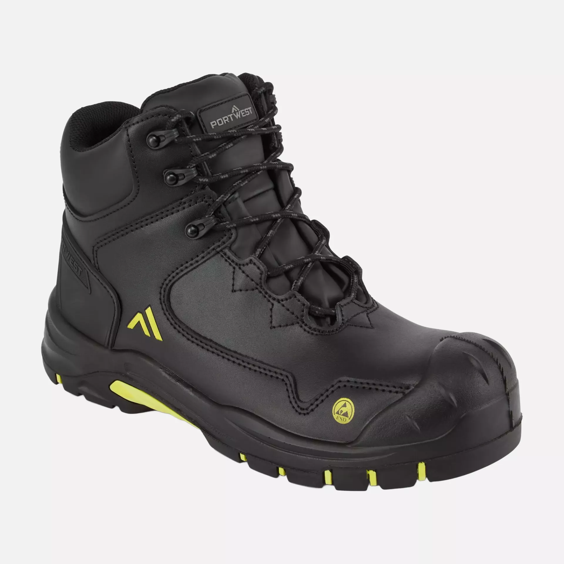 Portwest FC18BKY, Composite Action Leder Stiefel S3S ESD HRO SR SC FO, Schwarz/Gelb, image 5
