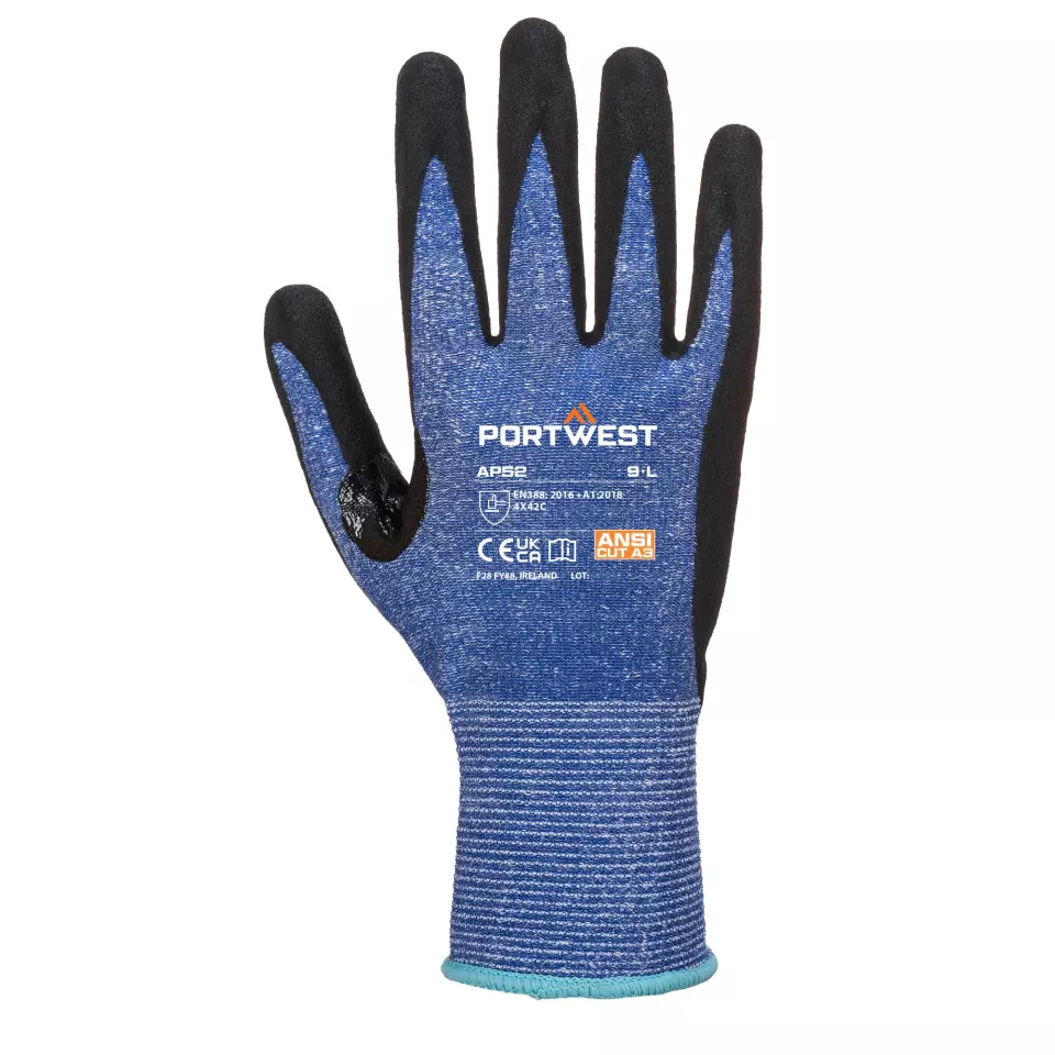Portwest AP52B8R, Dexti Cut Ultra Glove, Blue/Black, image 1, gallery thumbnail