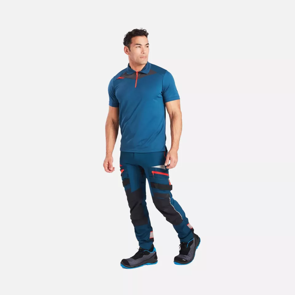 Portwest DX410MBR, DX4 Polo Shirt S/S, Metro Blue, image 6, gallery thumbnail