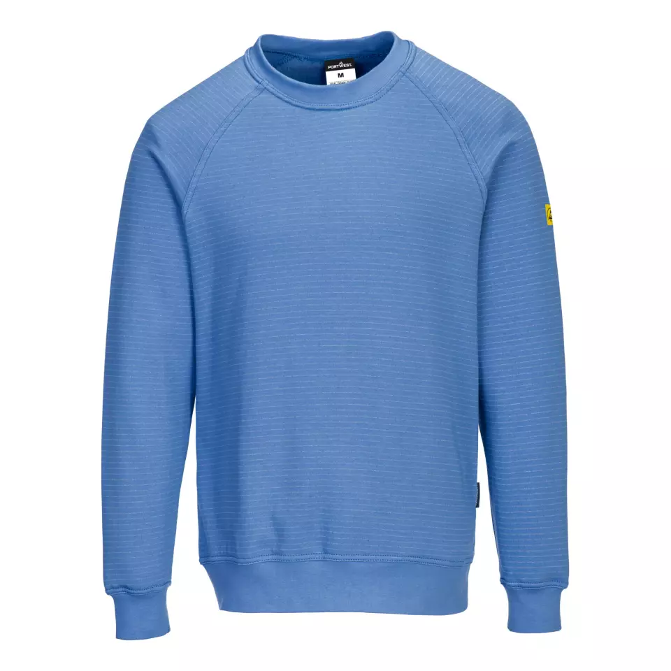 Portwest AS24HBR, Anti-Static ESD Sweatshirt, Hamilton Blue, image 1, gallery thumbnail