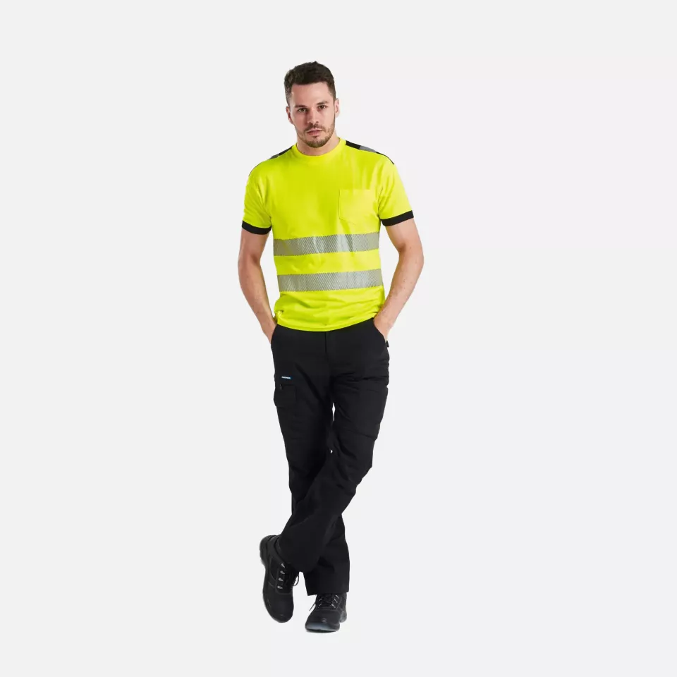 Portwest T181YBR, PW3 Hi-Vis Cotton Comfort T-Shirt S/S, Yellow/Black, image 8, gallery thumbnail