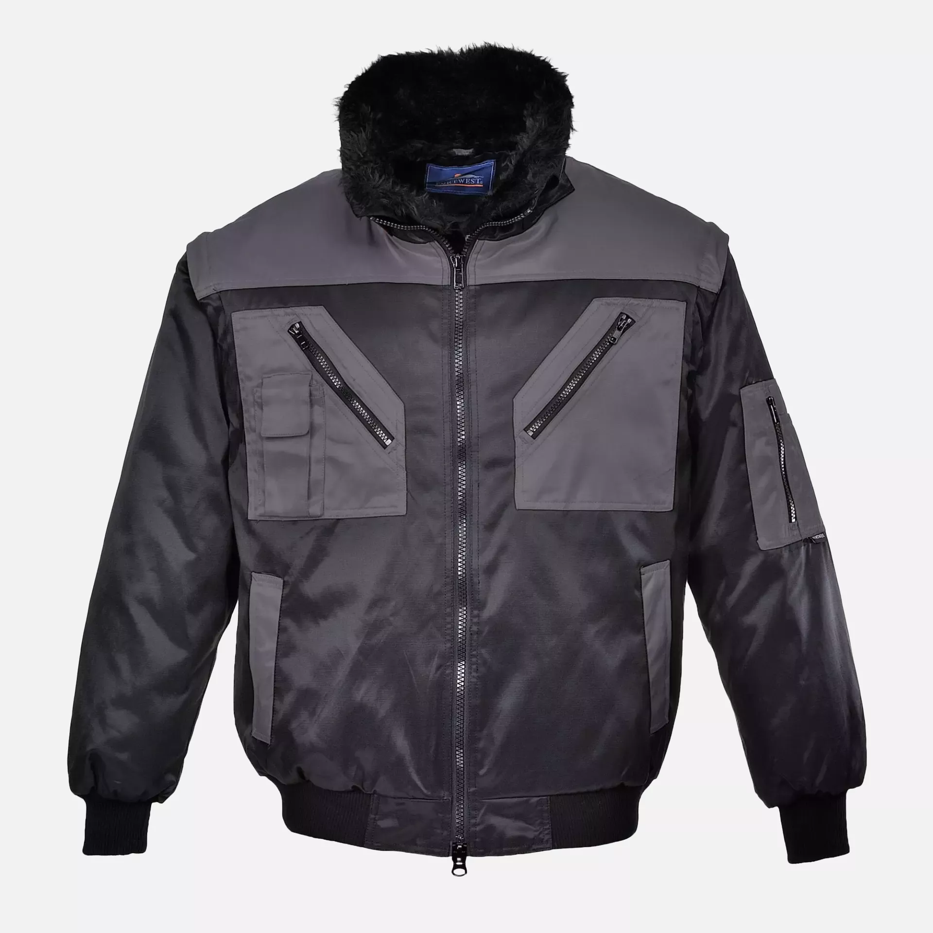 Portwest PJ20BYR, Two Tone Pilot Jacket, Black/Grey, image 1