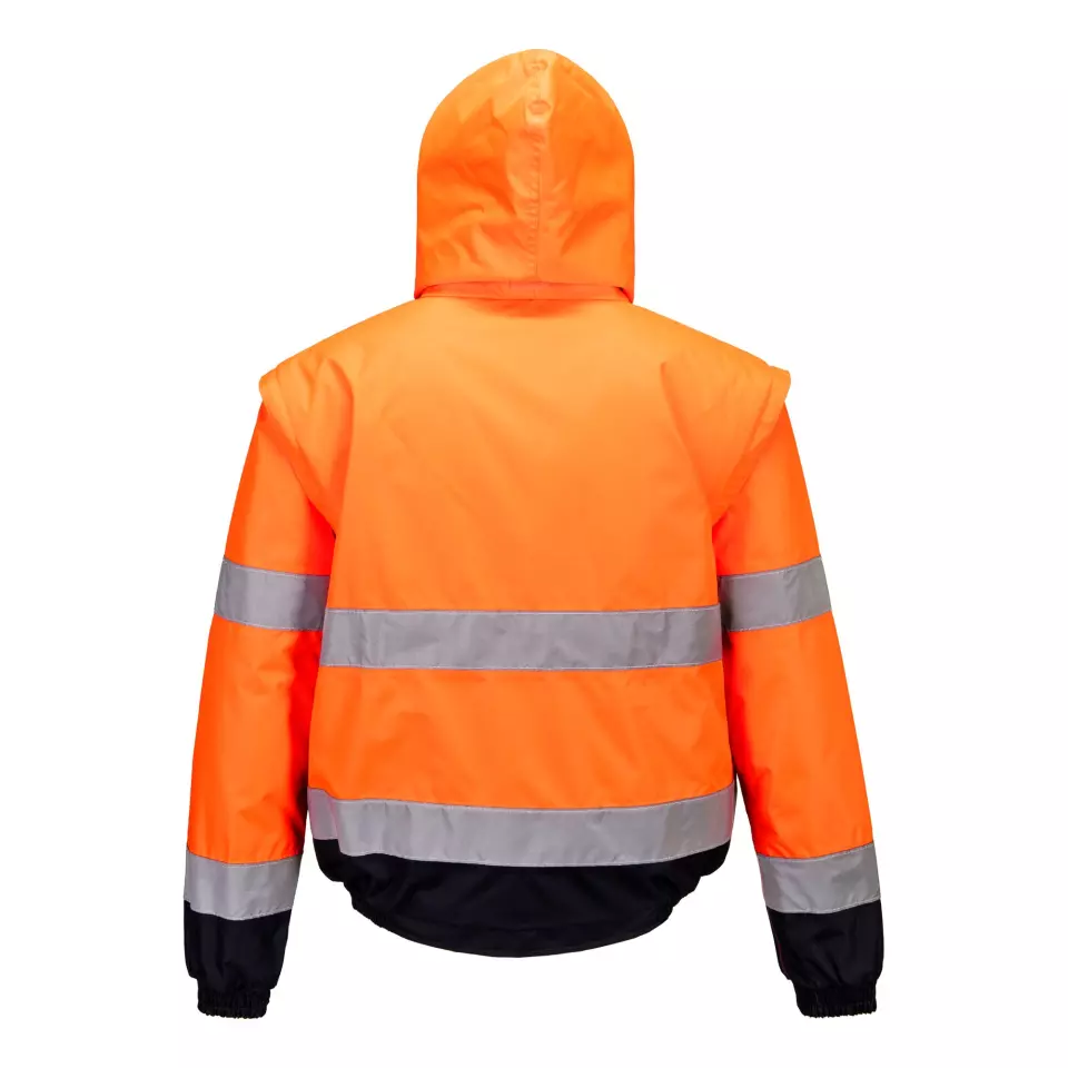 Portwest C468ORR, Hi-Vis 2-in-1 Contrast Bomber Jacket, Orange, image 2, gallery thumbnail