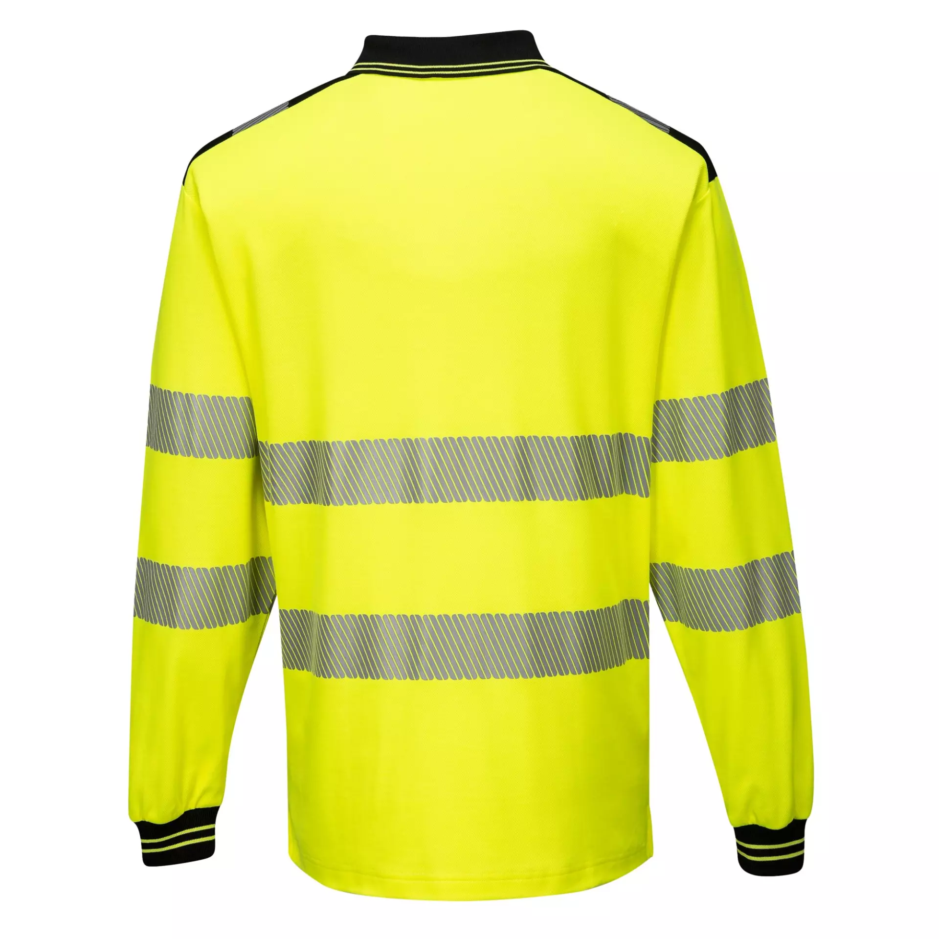 Portwest T184YBR, PW3 Hi-Vis Cotton Comfort Polo Shirt L/S, Yellow/Black, image 2