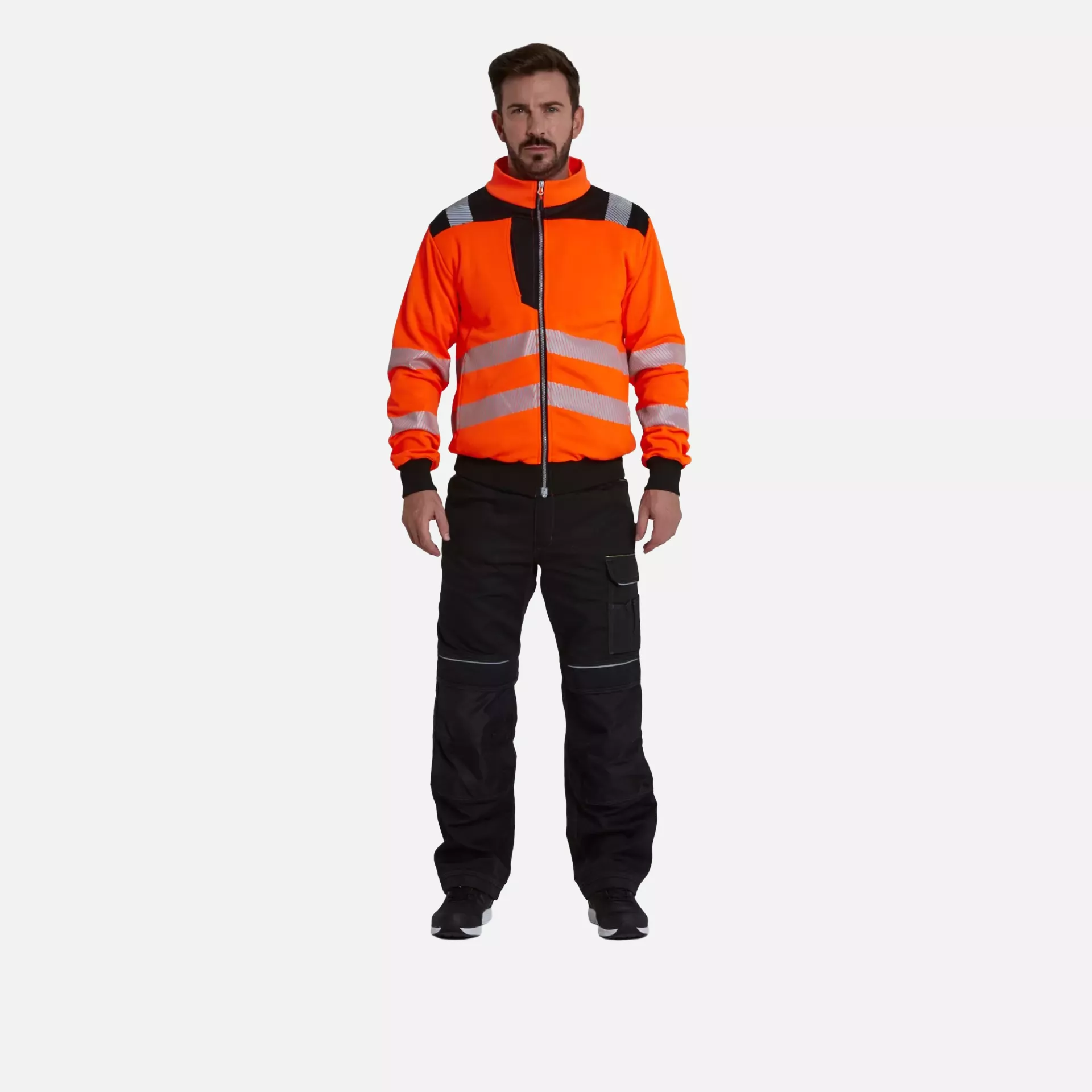 Portwest PW370OBR, PW3 Hi-Vis Zip Sweatshirt, Orange/Black, image 5