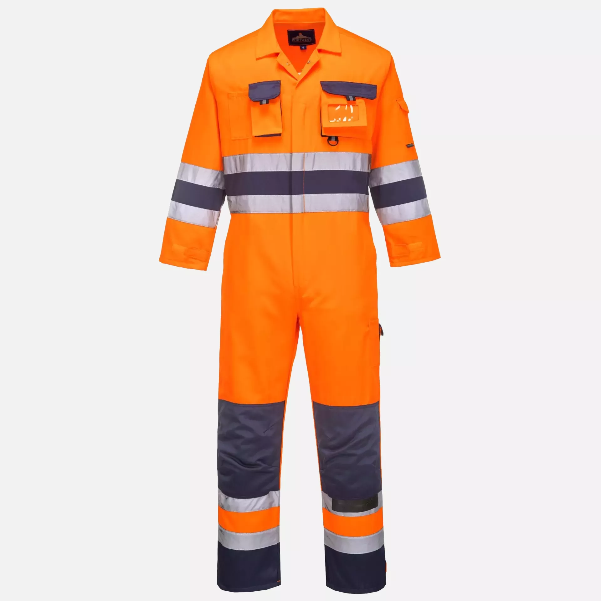 Portwest TX55ONR, Nantes Hi-Vis Contrast Work Coverall, Orange/Navy, image 1