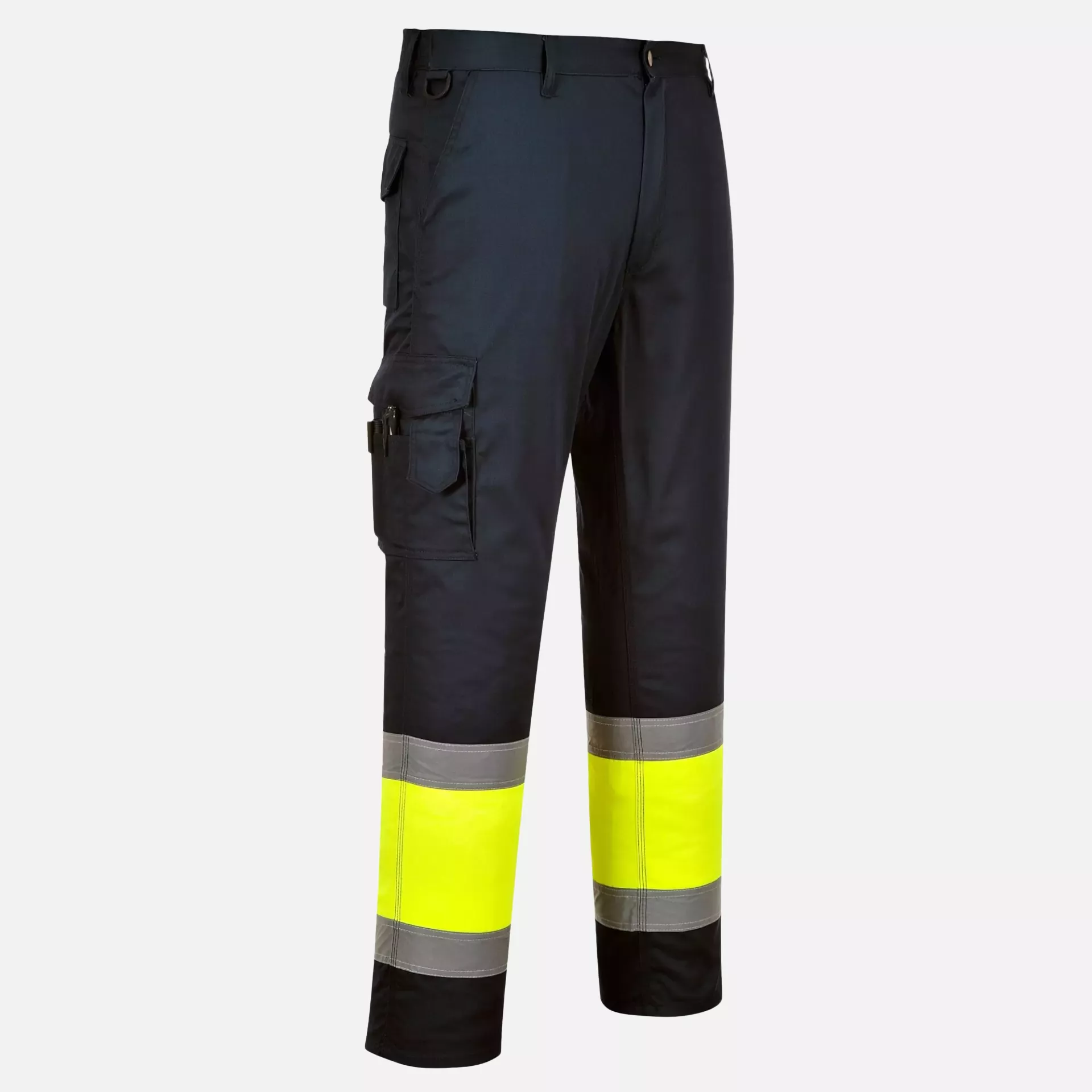Portwest L049YBR, Hi-Vis Lightweight Contrast Class 1 Service Trousers, Yellow/Black, image 2