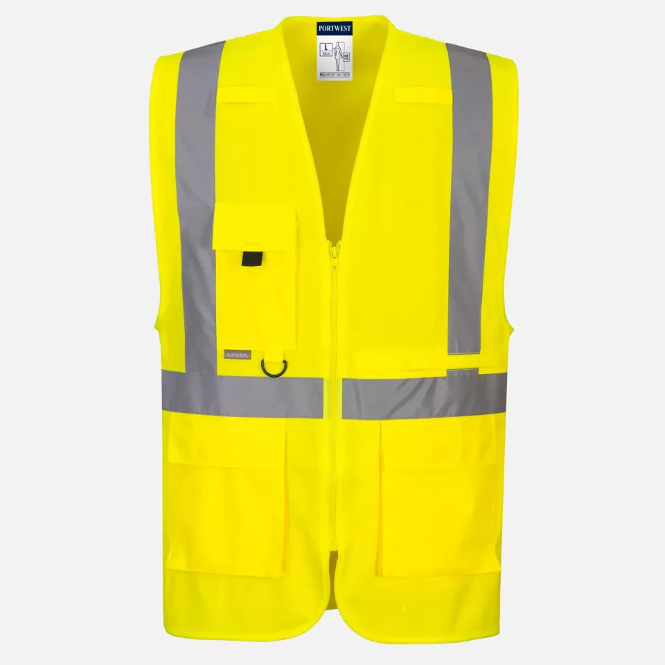 Portwest C357YER, Hi-Vis Tablet Pocket Executive Vest, Yellow, image 1, gallery thumbnail