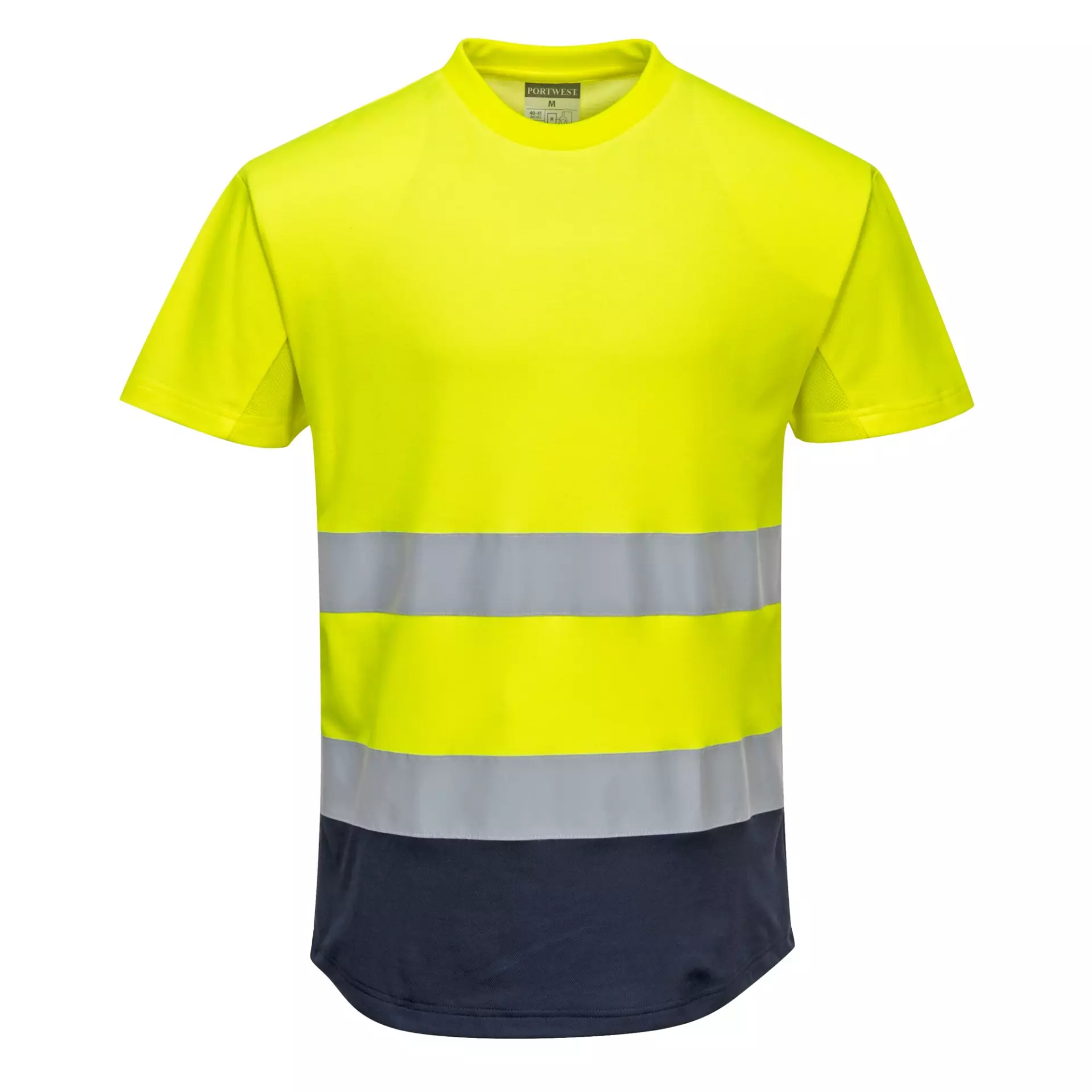 Portwest C395YNR, Hi-Vis Contrast Mesh Insert T-Shirt S/S, Yellow/Navy, image 1