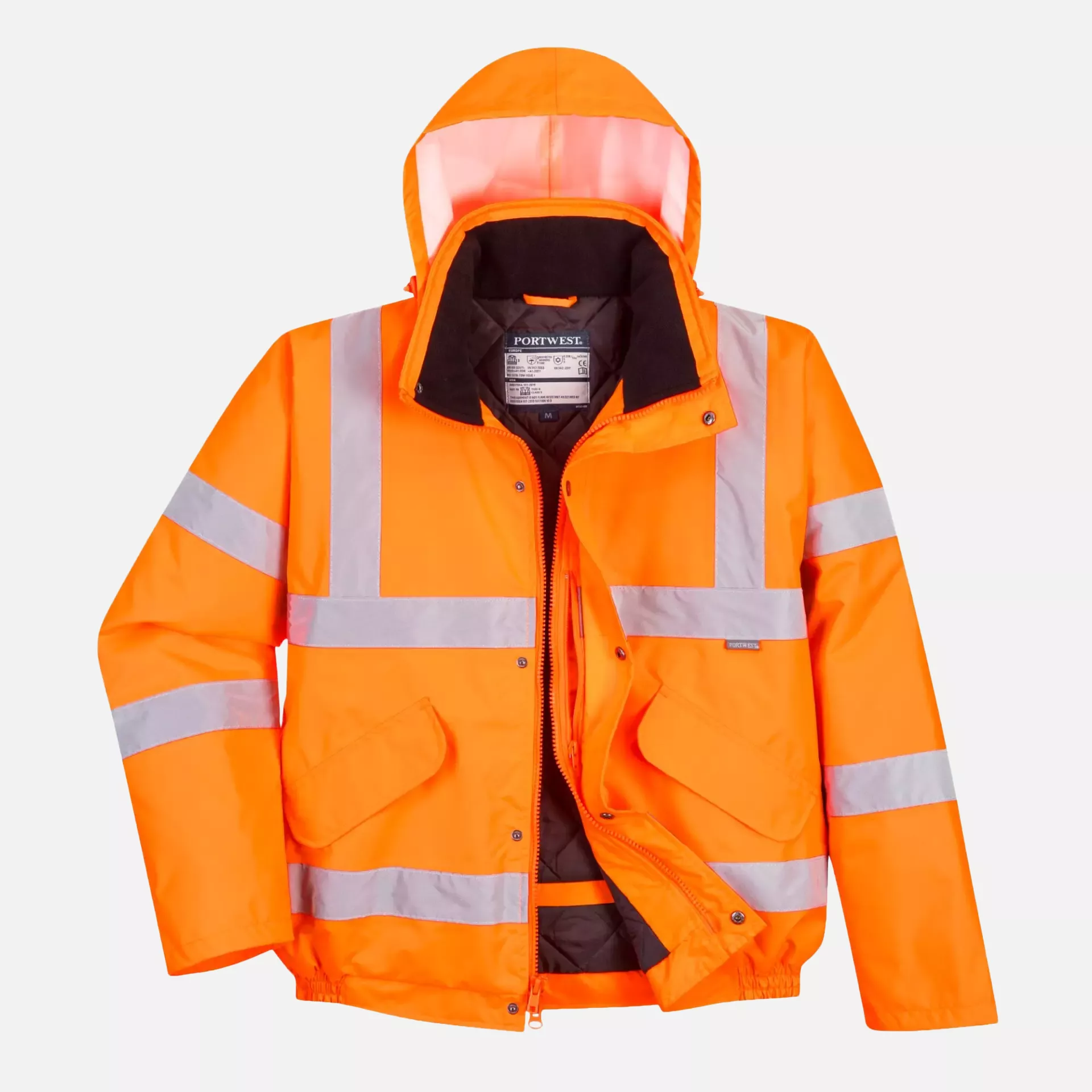 Portwest RT32ORR, Hi-Vis Winter Bomber Jacket, Orange, image 5