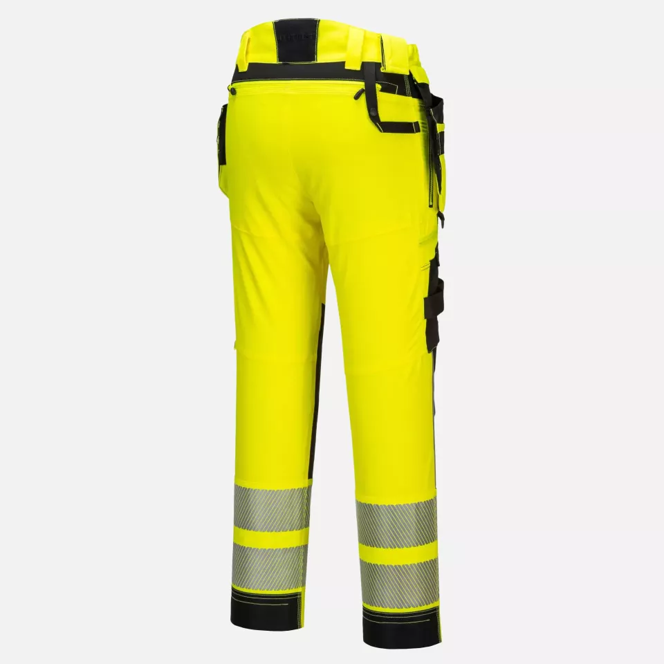 Portwest DX442YBR, DX4 Hi-Vis Detachable Holster Pocket Trousers, Yellow/Black, image 3, gallery thumbnail