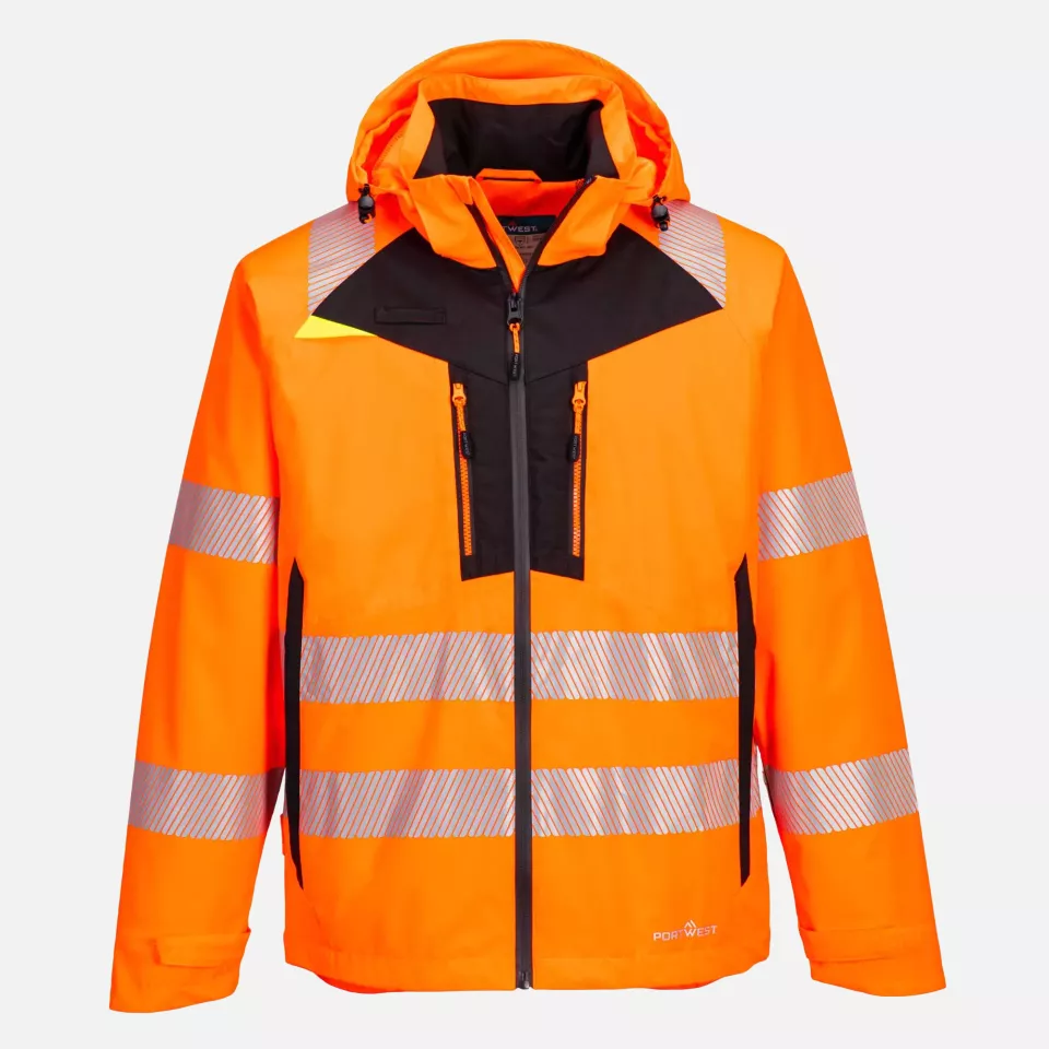 Portwest DX462ORR, DX4 Hi-Vis Rain Jacket, Orange, image 1, gallery thumbnail