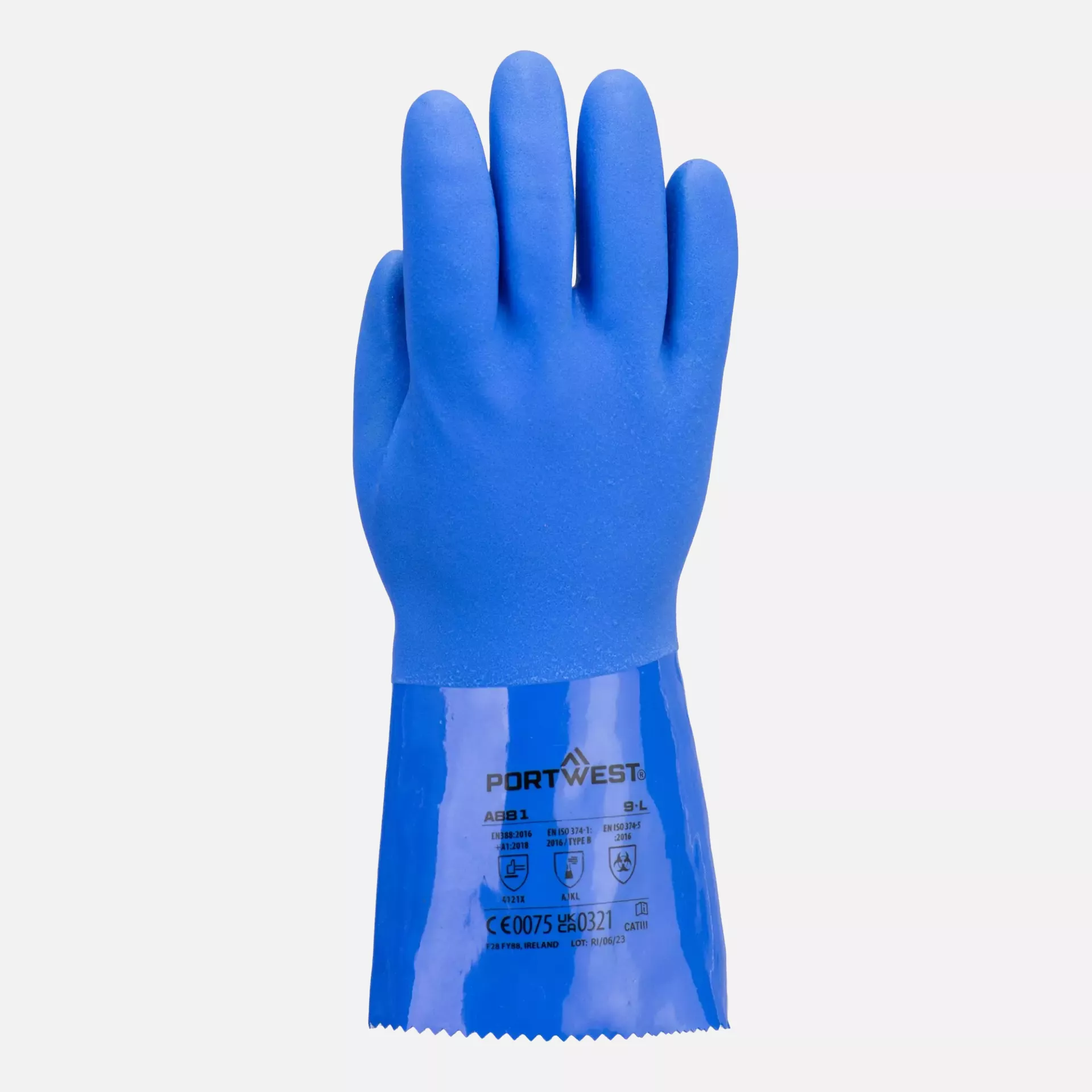 Portwest A881BLU, Marine Ultra PVC Chem Gauntlet, Blue, image 3