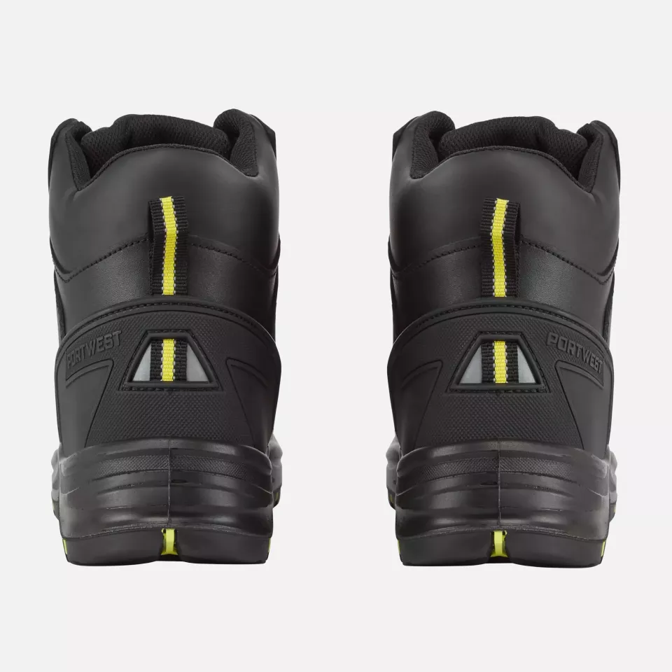 Portwest FC18BKY, Composite Action Leder Stiefel S3S ESD HRO SR SC FO, Schwarz/Gelb, image 2, gallery thumbnail