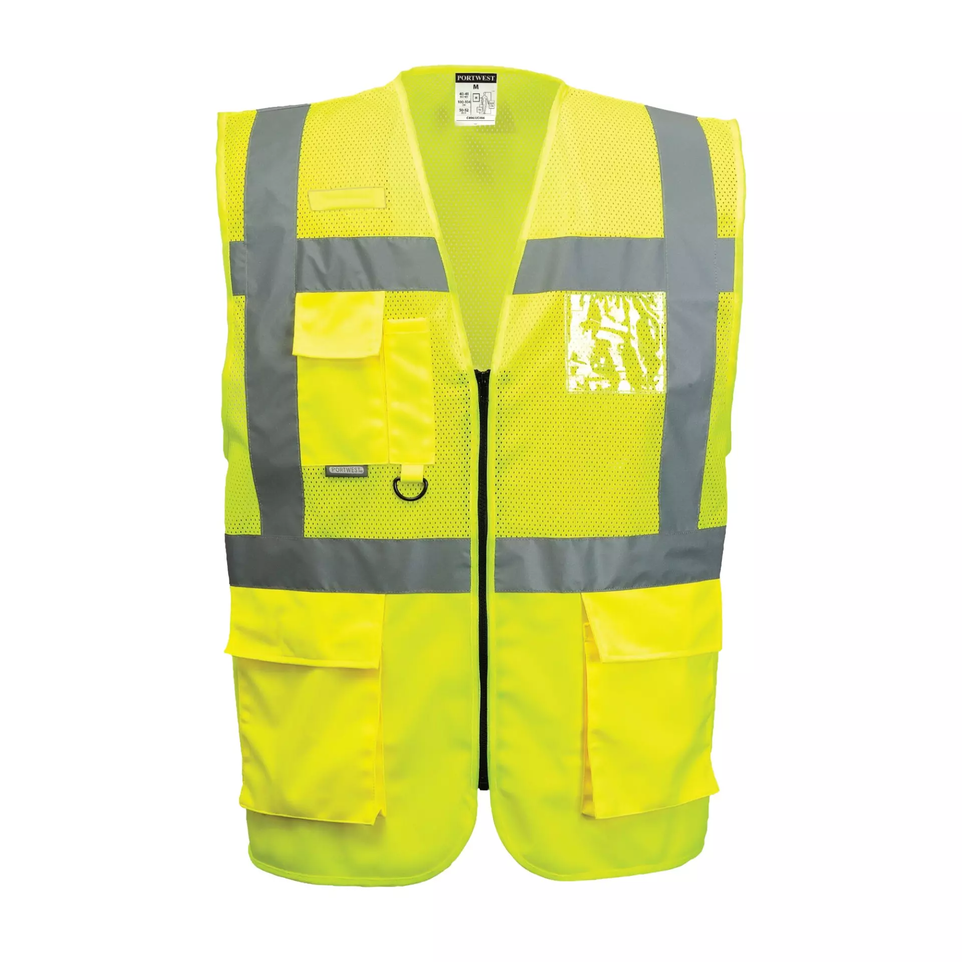 Portwest C496YER, Madrid Hi-Vis Half Mesh Executive Vest, Yellow, image 1