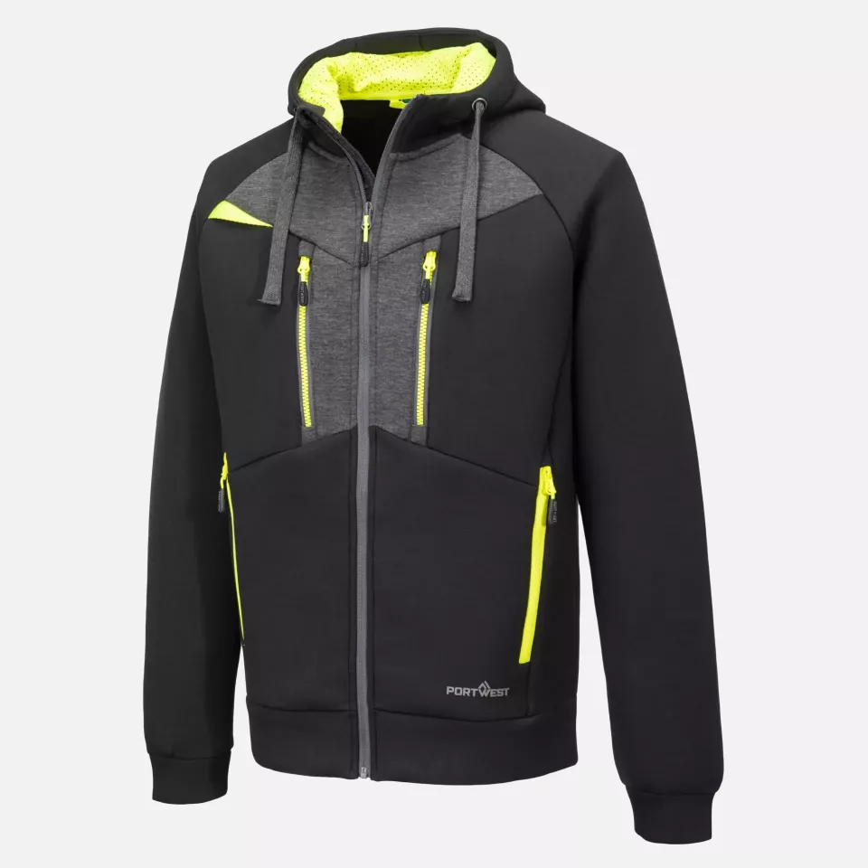 Portwest DX472BKR, DX4 Zipped Hoodie, Black, image 4, gallery thumbnail