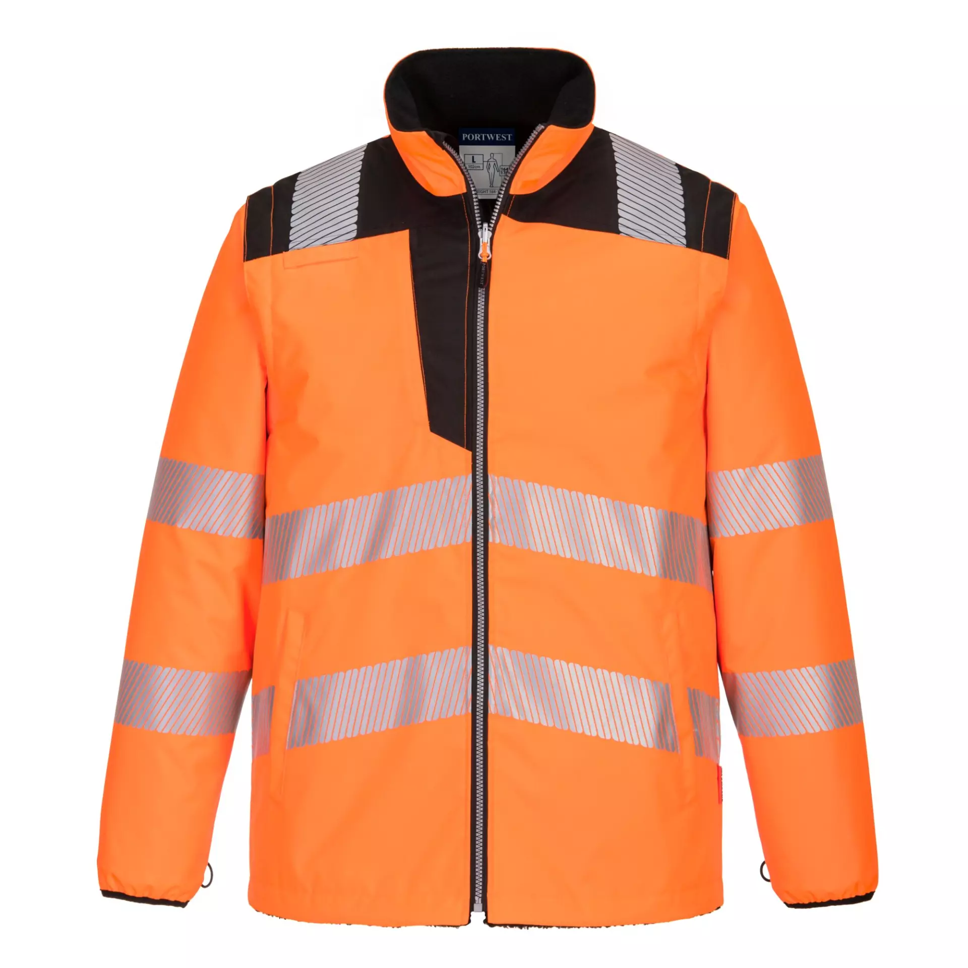 Portwest PW367OBR, PW3 Hi-Vis Breathable 5-in-1 Jacket, Orange/Black, image 5