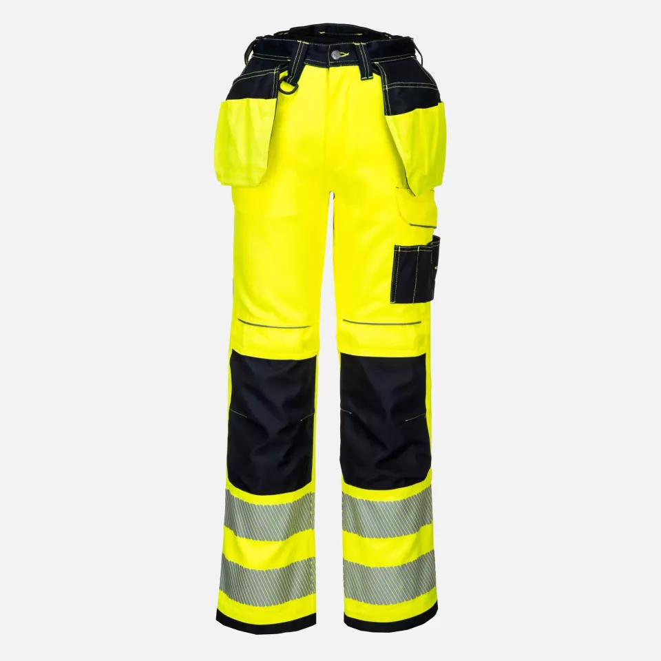 Portwest T501YBS, PW3 Hi-Vis Arbeitshose mit Holstertaschen, Gelb/Schwarz Kurz, image 1, gallery thumbnail