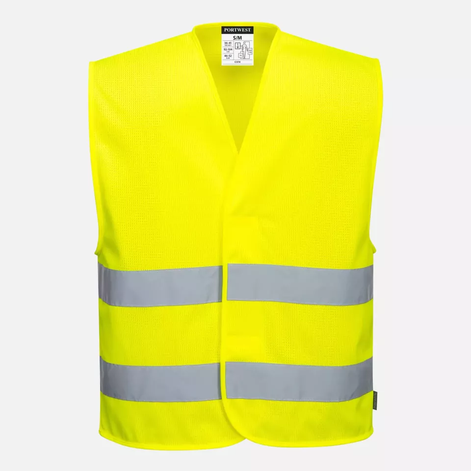 Portwest C374YER, Hi-Vis Mesh Two Band Vest, Yellow, image 1, gallery thumbnail