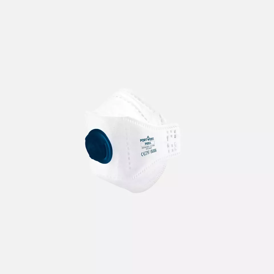 Portwest P291WHR, EAGLE FFP2 Valved Dolomite Fold Flat Respirator, White, image 1, gallery thumbnail
