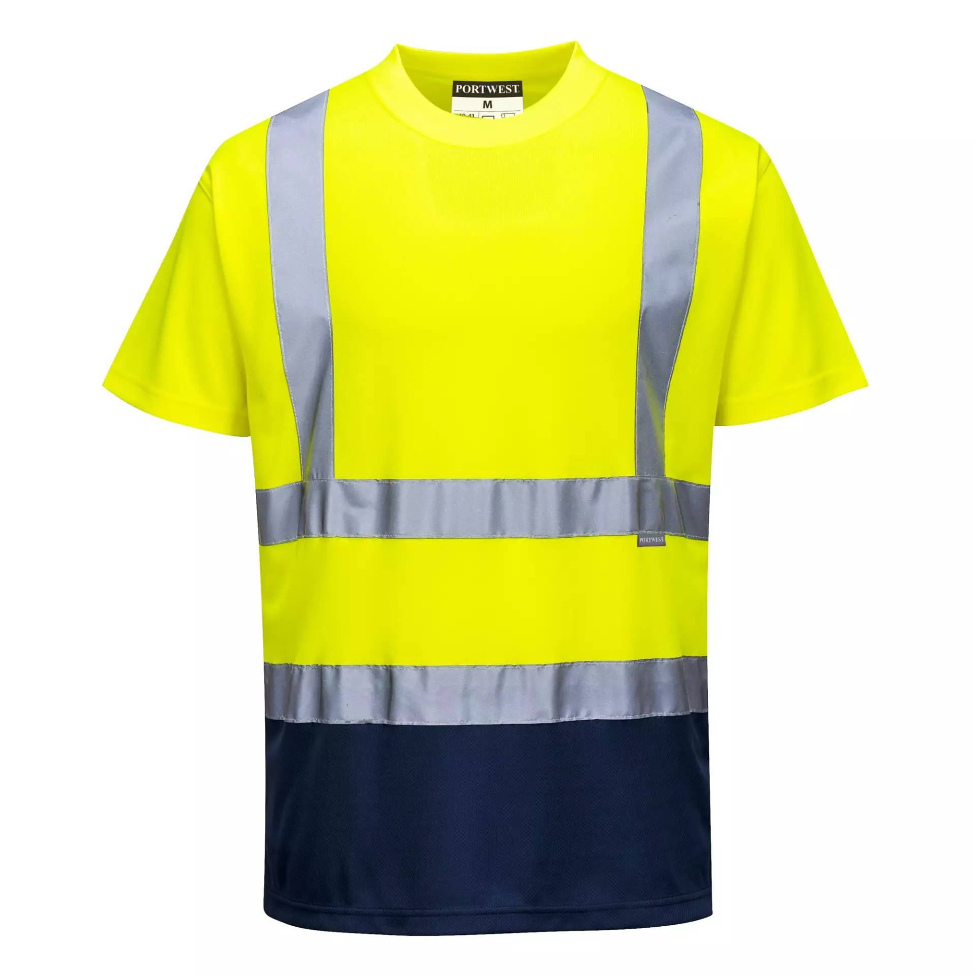 Portwest S378YNR, Hi-Vis Contrast T-Shirt S/S, Yellow/Navy