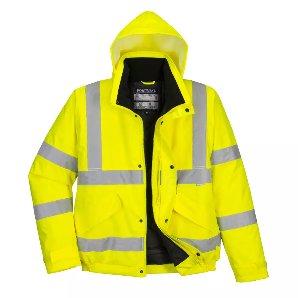 Portwest S463YER, Hi-Vis Winter Bomber Jacket, Yellow, image 5, gallery thumbnail