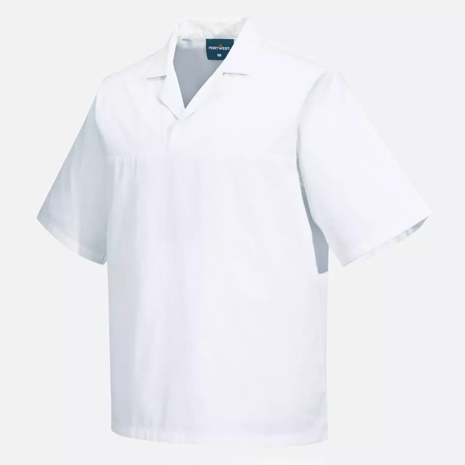 Portwest 2209WHR, Baker's No Pocket Shirt S/S, White, image 3, gallery thumbnail