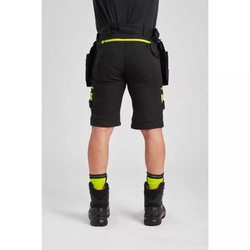 Portwest DX444BKR, DX4 Detachable Holster Pocket Shorts, Black, image 5, gallery thumbnail