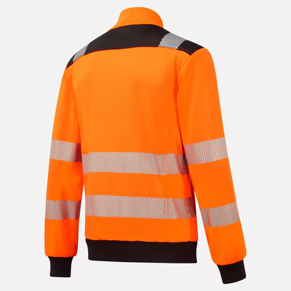 Portwest PW370OBR, PW3 Hi-Vis Zip Sweatshirt, Orange/Black, image 4, gallery thumbnail