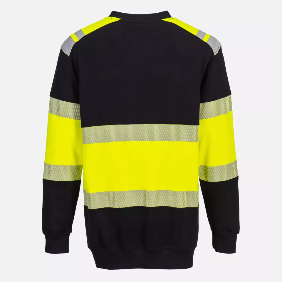 Portwest FR716YBR, PW3 FR Modaflame Hi-Vis Class 1 Sweatshirt, Yellow/Black, image 2, gallery thumbnail